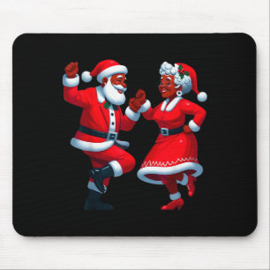 Christmas Dancing Black African American Santa Mrs Mouse Pad