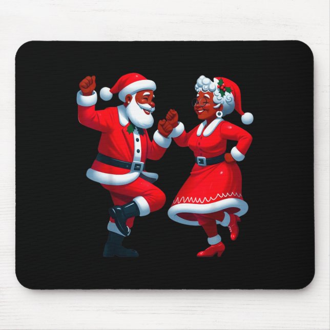 Christmas Dancing Black African American Santa Mrs Mouse Pad (Front)