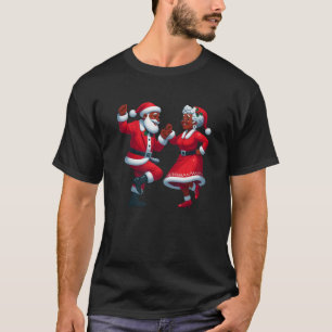 Christmas Dancing Black African American Santa Mrs T-Shirt