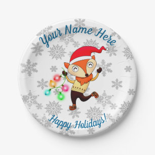 Christmas Dancing Fox Custom Paper Plate