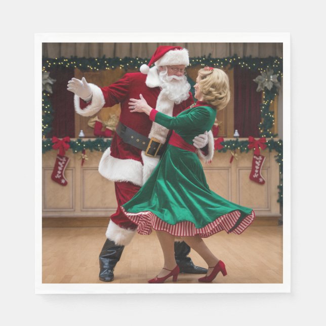 Christmas Dancing Santa Napkins. Napkin (Front)