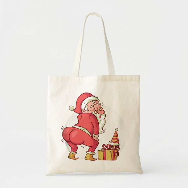 Christmas dancing twerking santa claus elf pyjamas tote bag (Front)