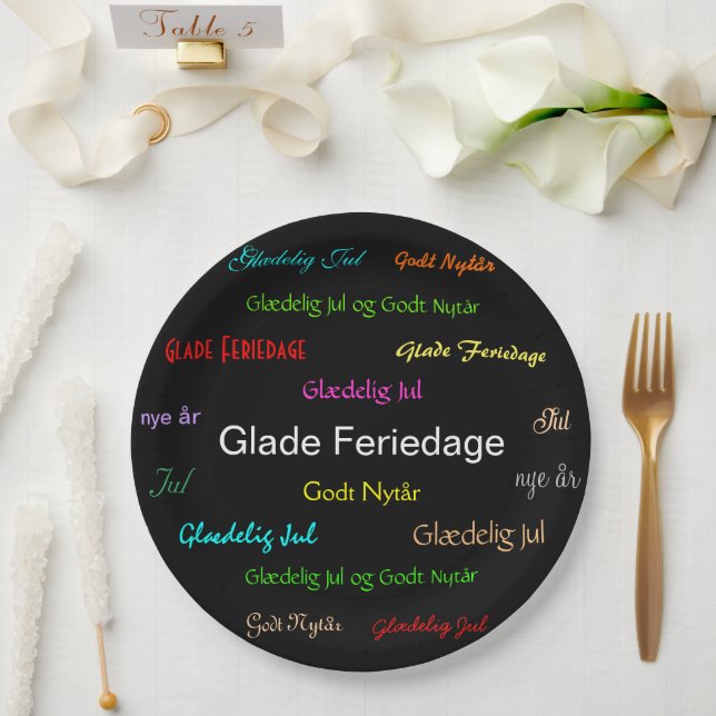 Christmas Danish Glade Feriedage Paper Plate (Wedding)