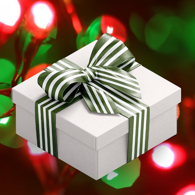 Christmas Dark Green and White Striped Satin Ribbon (Christmas Dark Green and White Striped Satin Ribbon)