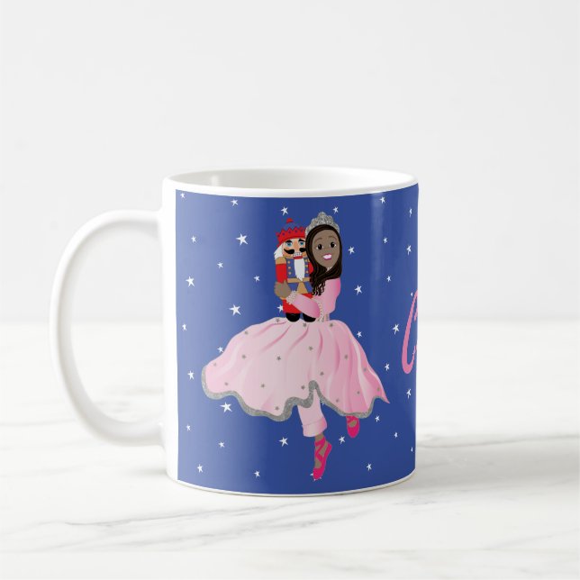 Christmas Dark Haired Ballerina Clara Coffee Mug (Left)