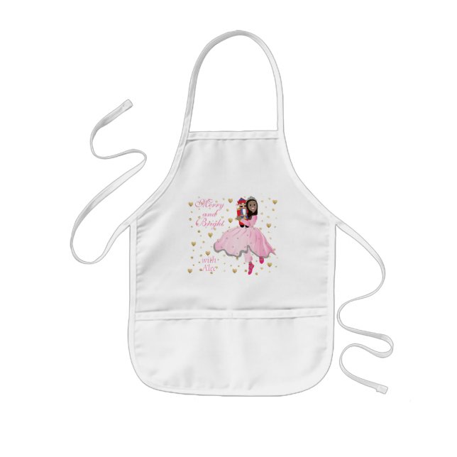 Christmas Dark Haired Ballerina Clara Kids Apron (Front)