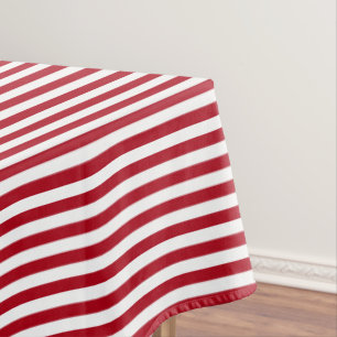 Christmas Dark Red and White Stripe Tablecloth