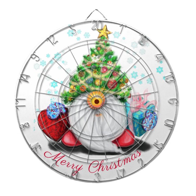 Christmas Dart Board Gnome with Gift For You (Front)