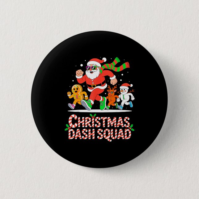 Christmas Dash Squad Running Runner Marathon Team  6 Cm Round Badge (Front)