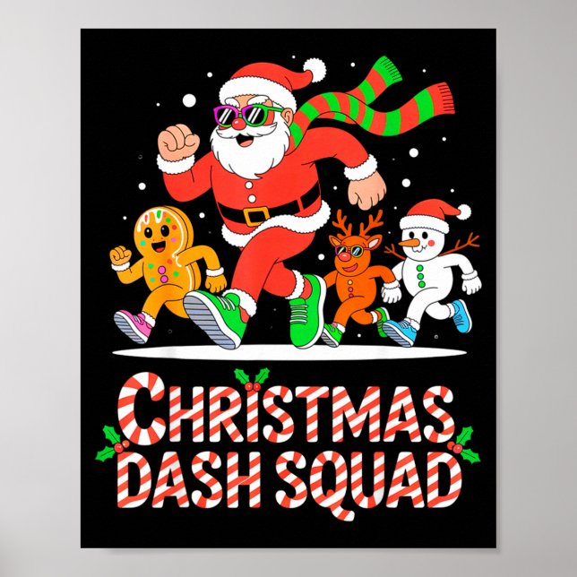 Christmas Dash Squad Running Runner Marathon Team  Poster (Front)