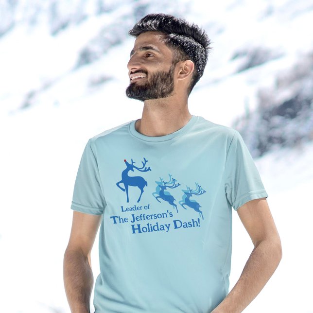 Christmas dashing reindeer leader blue red custom T-Shirt (Creator Uploaded)