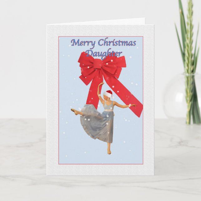 Christmas, Daughter, Ballerina in Snow Holiday Card (Front)