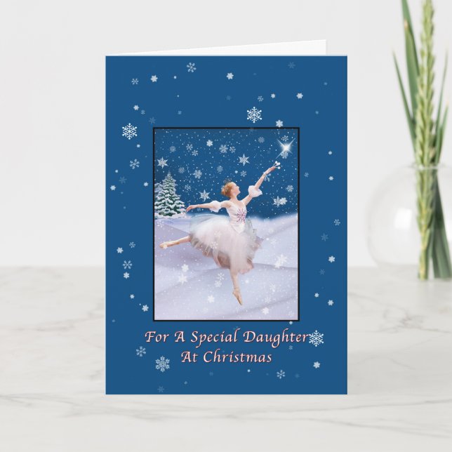 Christmas, Daughter, Snow Queen Ballerina Card (Front)