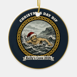 Christmas Day Dip Santa Hat Sea Swimmer Ceramic Ornament