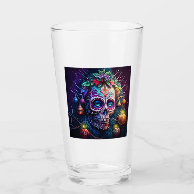 Christmas Day of the Dead Glass Tumbler  (Front)