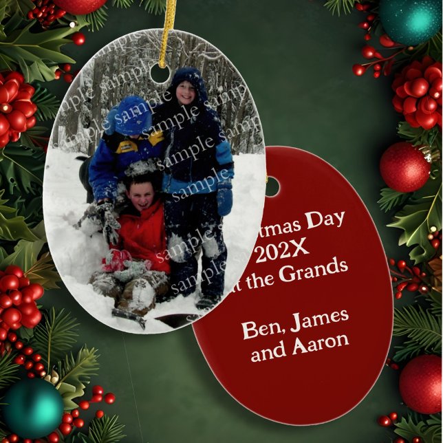 Christmas Day Photo Keepsake Ceramic Ornament (Creator Uploaded)