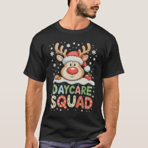 Christmas Daycare Reindeer Santa Hat Squad Xmas T-Shirt
