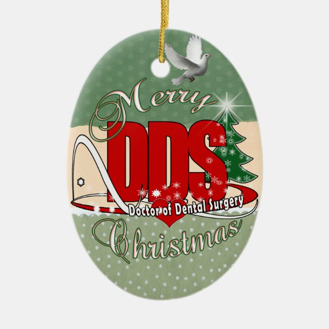 CHRISTMAS DDS Doctor of Dental Surgery Ceramic Tree Decoration (Front)