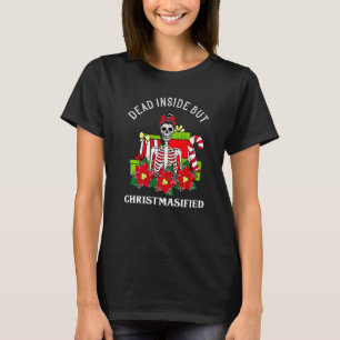 Christmas Dead Inside Skeleton Messy Bun T-Shirt