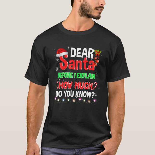 Christmas Dear Santa Before I Explain How Much Do T-Shirt (Front)