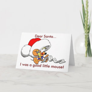 Christmas Dear Santa Good Little Mouse Letter Holiday Card