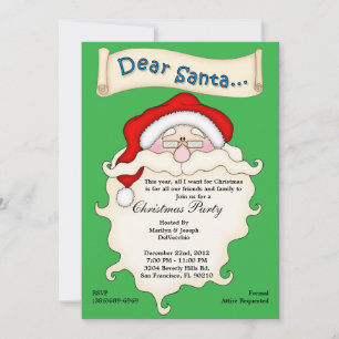 Christmas Dear Santa Wish List Invite Holiday