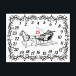 Christmas December Countdown Advent Calendar Xmas Holiday Postcard<br><div class="desc">This December Christmas Countdown Advent calendar postcard is a great way to foster more holiday spirit and anticipation for Christmas. Send this Christmas Countdown Advent calendar postcard to your family and friends with a personalised message on the back. They can use it to check off the days of December until...</div>