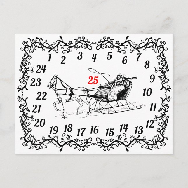 Christmas December Countdown Advent Calendar Xmas Holiday Postcard (Front)
