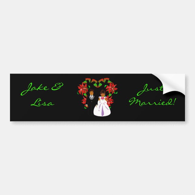 Christmas/December Just Married I Bumper Sticker (Front)
