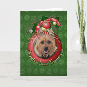 Christmas - Deck the Halls - Australian Terriers Holiday Card