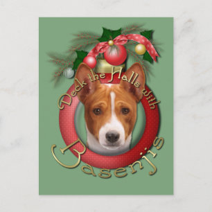 Christmas - Deck the Halls - Basenjis Holiday Postcard