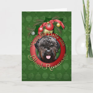 Christmas - Deck the Halls - Black Russian Terrier Holiday Card