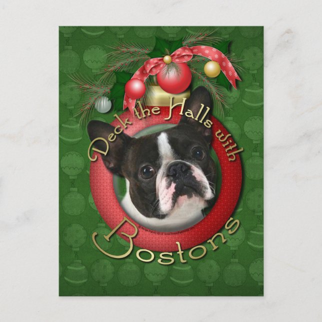 Christmas - Deck the Halls - Bostons Holiday Postcard (Front)