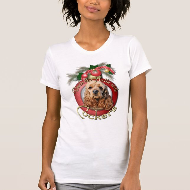 Christmas - Deck the Halls - Cockers T-Shirt (Front)