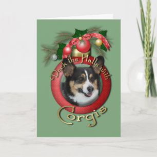 Christmas - Deck the Halls - Corgis Holiday Card