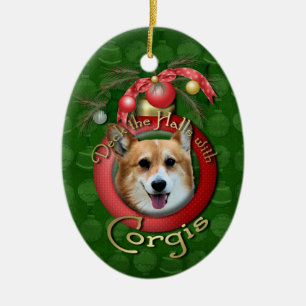 Christmas - Deck the Halls - Corgis - Owen Ceramic Ornament