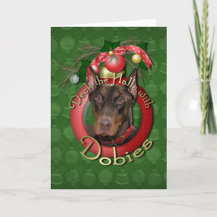Christmas - Deck the Halls - Dobies - Rocky Holiday Card
