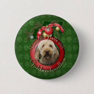 Christmas - Deck the Halls - Goldendoodles 6 Cm Round Badge