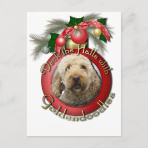 Christmas - Deck the Halls - Goldendoodles Holiday Postcard