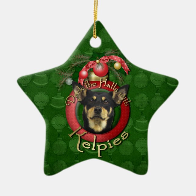 Christmas - Deck the Halls - Kelpies Ceramic Tree Decoration (Front)