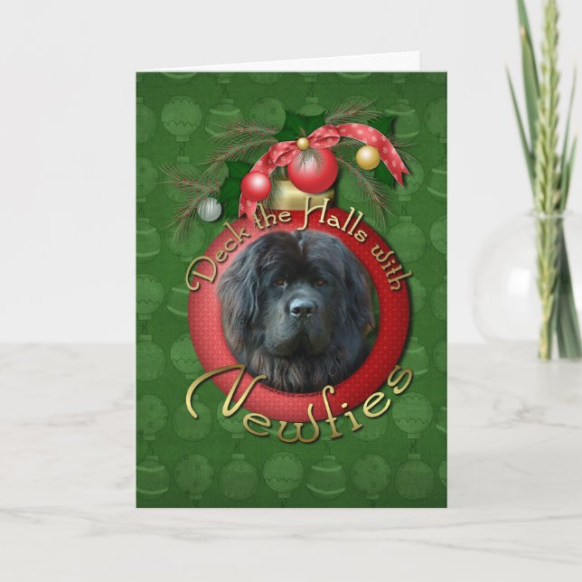 Christmas - Deck the Halls - Newfie Holiday Card (Front)