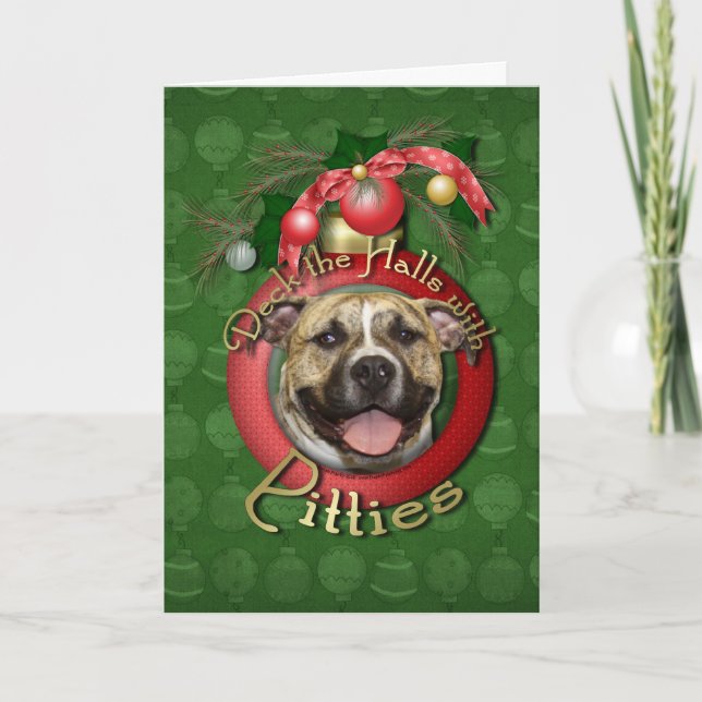 Christmas - Deck the Halls - Pitties - Tigger Holiday Card (Front)