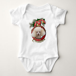 Christmas - Deck the Halls - Poodles - White Baby Bodysuit