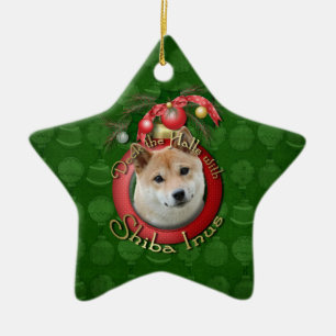 Christmas - Deck the Halls - Shiba Inu Ceramic Ornament
