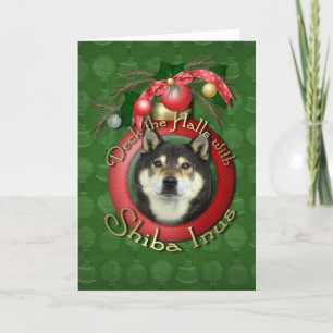 Christmas - Deck the Halls - Shiba Inus - Yasha Holiday Card