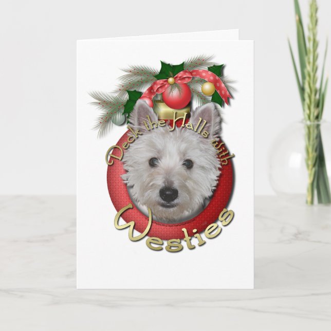 Christmas - Deck the Halls - Westies - Tank Holiday Card (Front)