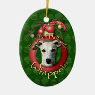 Christmas - Deck the Halls - Whippets Ceramic Ornament