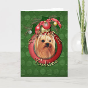 Christmas - Deck the Halls - Yorkies Holiday Card