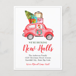 Christmas Decking New Halls Home Holiday Moving Announcement Postcard