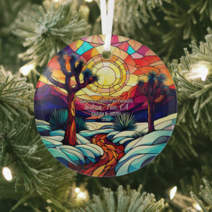 Christmas Decor Joshua Tree Park Engaged Couple Glass Tree Decoration
